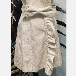MILLY White Jacquard wrap ruffle dress sz 8